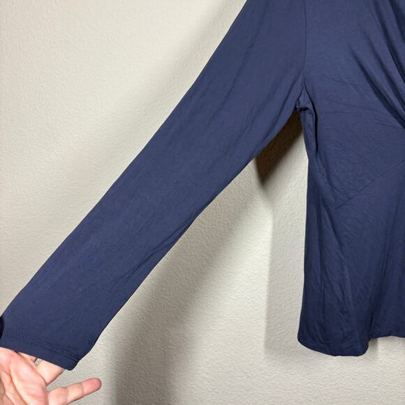 Sanctuary Plus 1X Twisted Front Top Shirt Navy Blue V Neck Long Sleeves Stretch - Picture 5 of 9